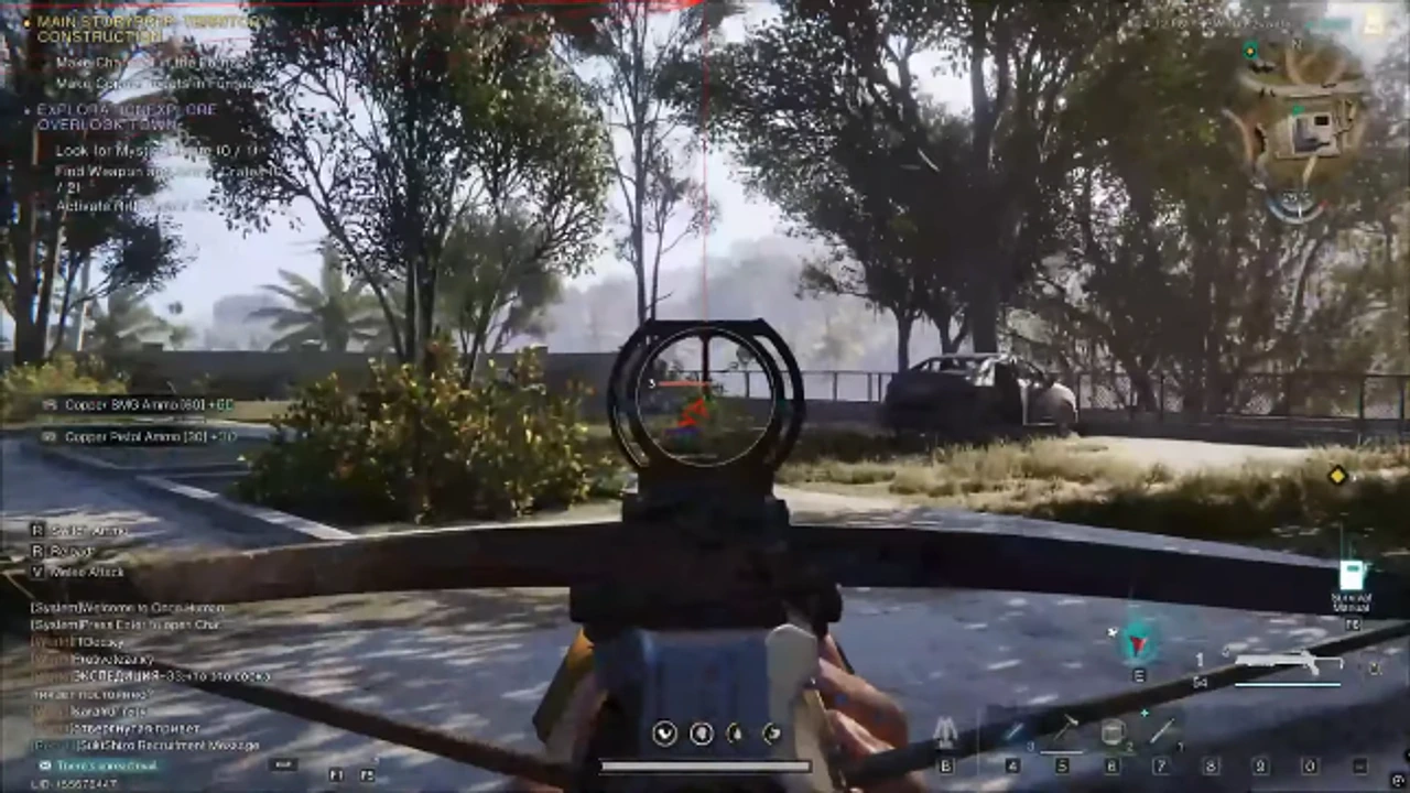 Once Human aimbot scope overlay with bone targeting on crossbow